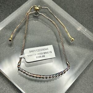 925 Sterling Silver Diamond Lined Bolo Adjustable Bracelet #861 New with Tag!